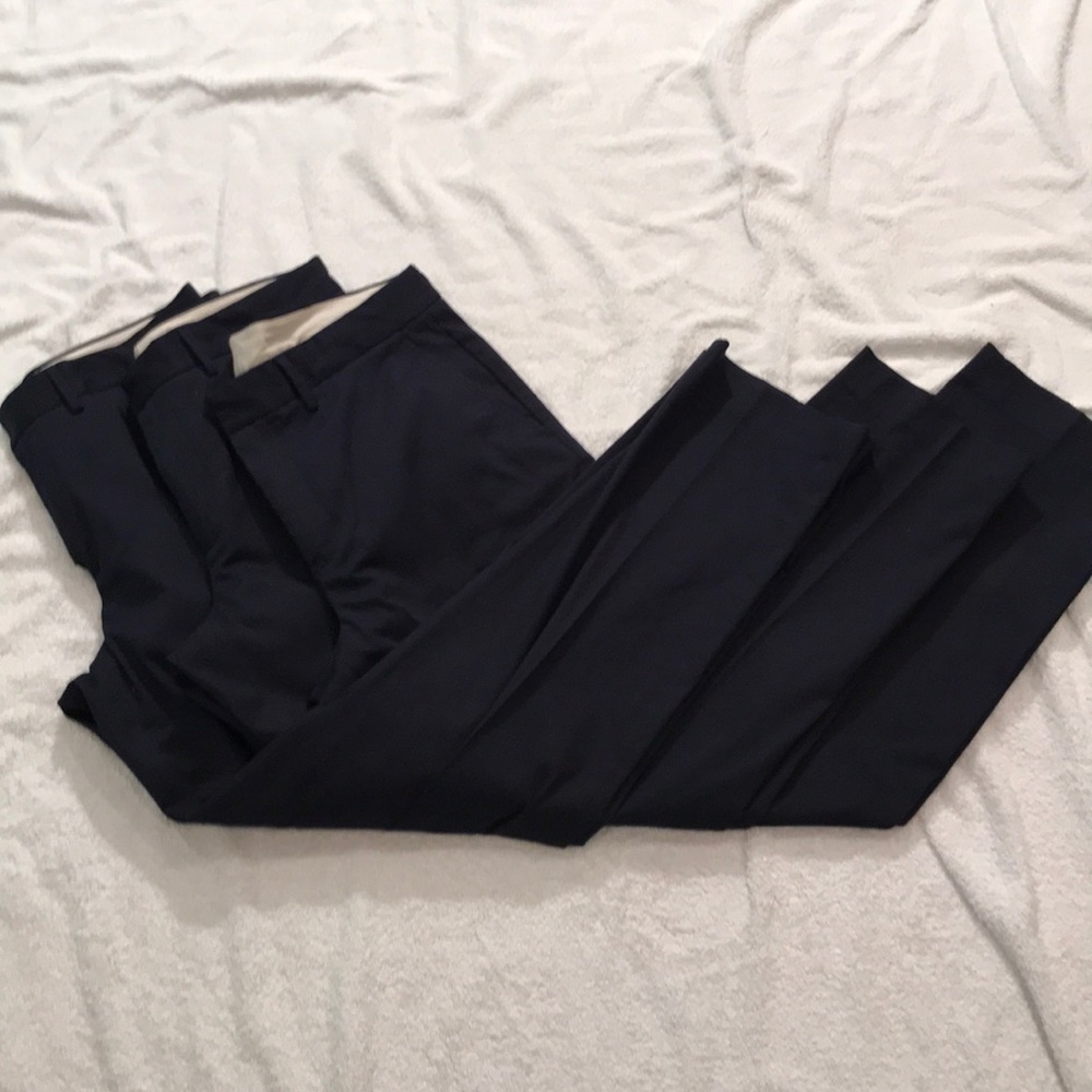 Bundle of 3 JCrew Flat Front Navy Blue Pants 33x32